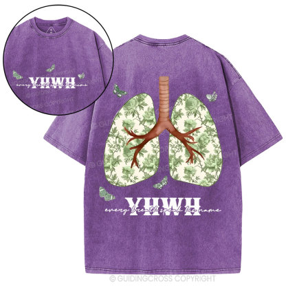 YHWH Every Breath Speaks His Name Christian Washed T-Shirt
