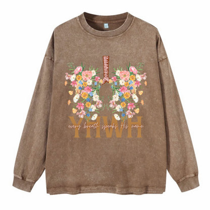 YHWH Every Breath Speaks His Name Washed Long Sleeve T-Shirt