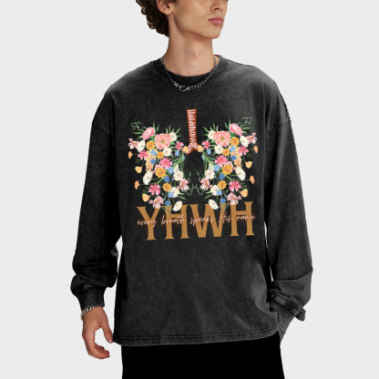 YHWH Every Breathe Speaks His Name Washed Long Sleeve T-Shirt