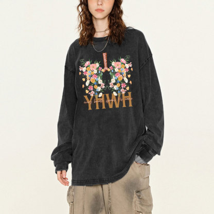 YHWH Every Breathe Speaks His Name Washed Long Sleeve T-Shirt