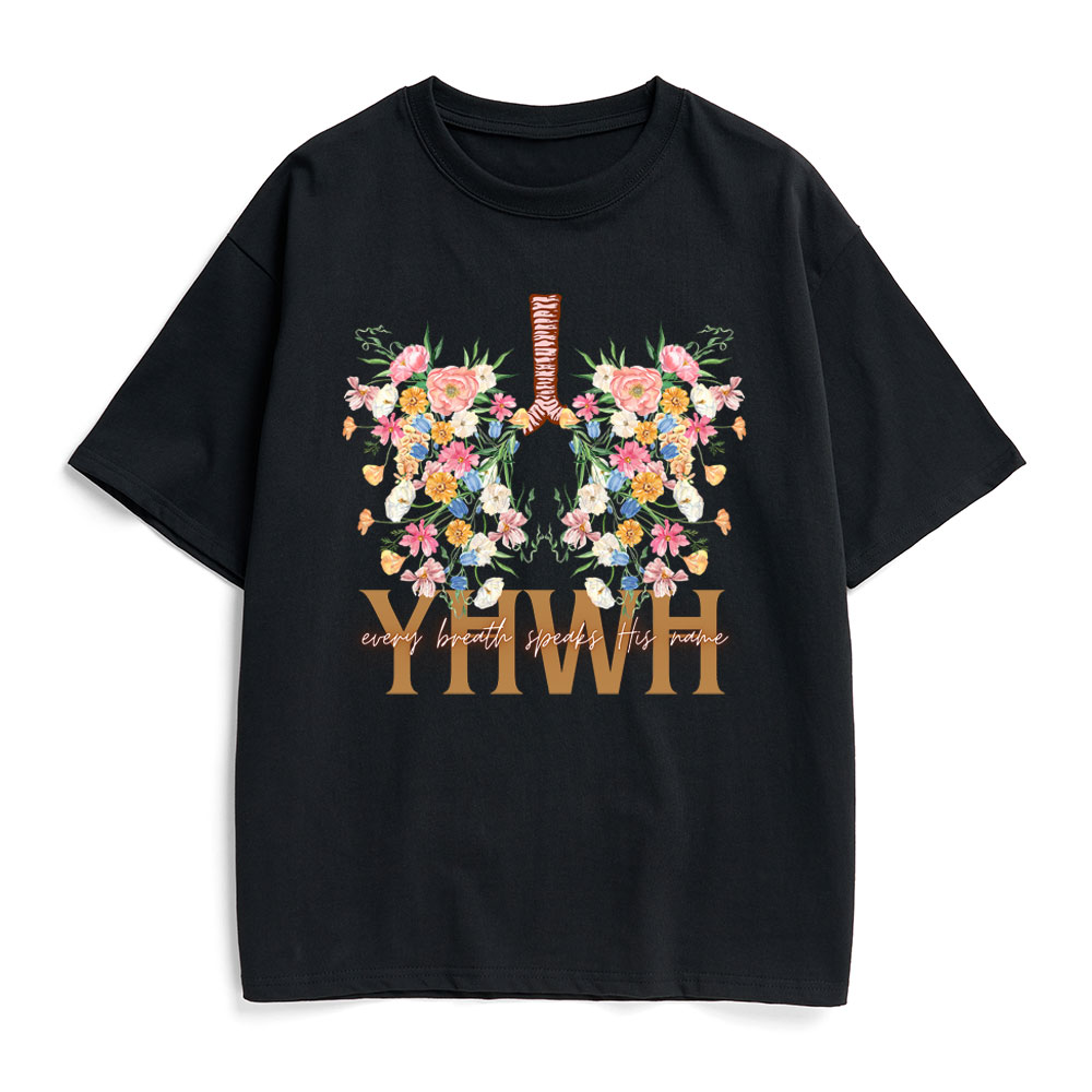 YHWH Floral Christian Heavy Cotton T-Shirt
