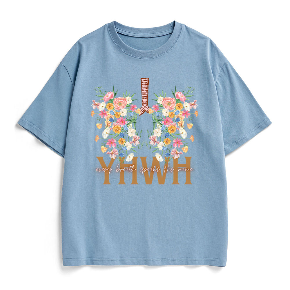 YHWH Floral Christian Heavy Cotton T-Shirt