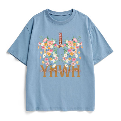 YHWH Floral Christian Heavy Cotton T-Shirt