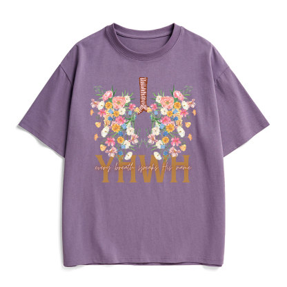 YHWH Floral Christian Heavy Cotton T-Shirt