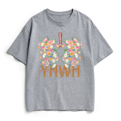 YHWH Floral Christian Heavy Cotton T-Shirt
