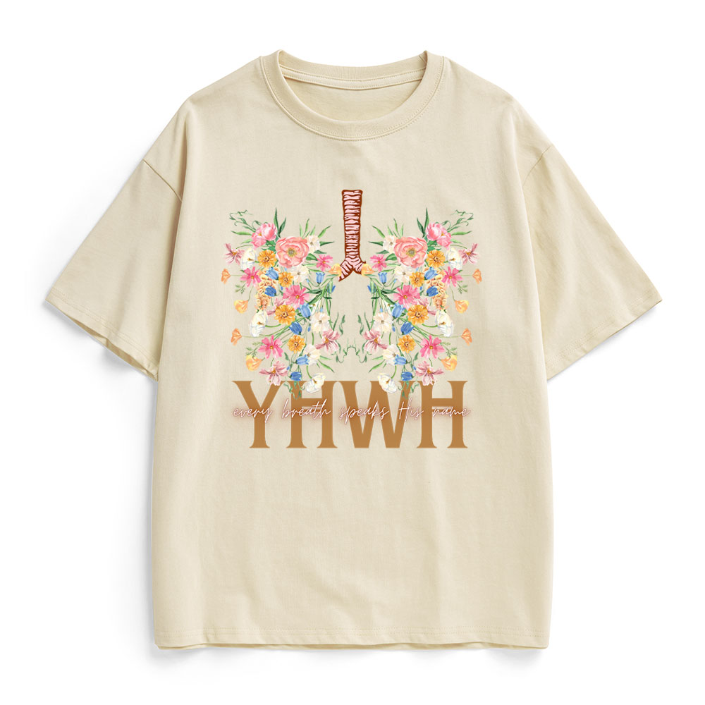 YHWH Floral Christian Heavy Cotton T-Shirt
