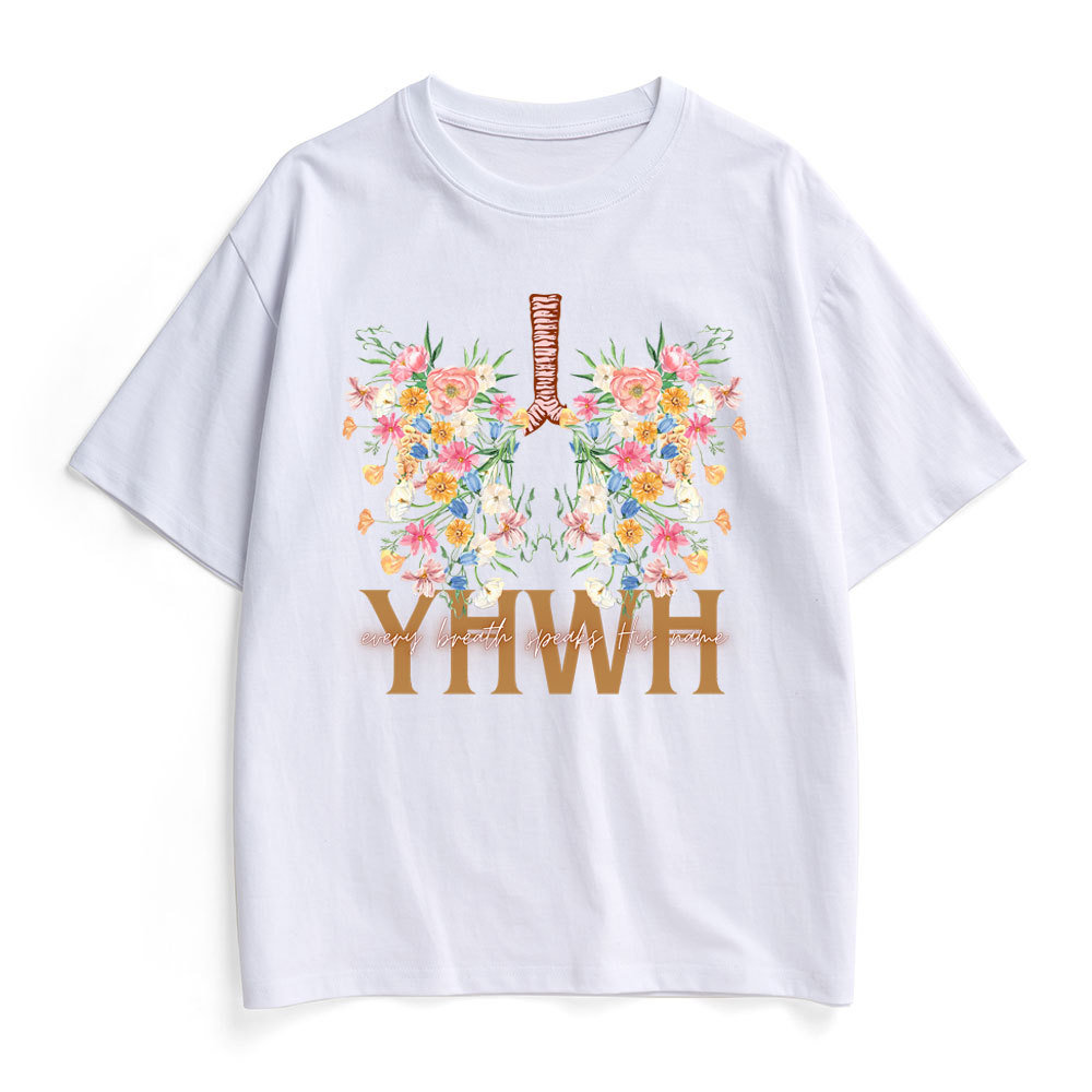 YHWH Floral Christian Heavy Cotton T-Shirt