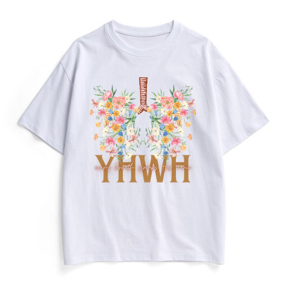 YHWH Floral Christian Heavy Cotton T-Shirt
