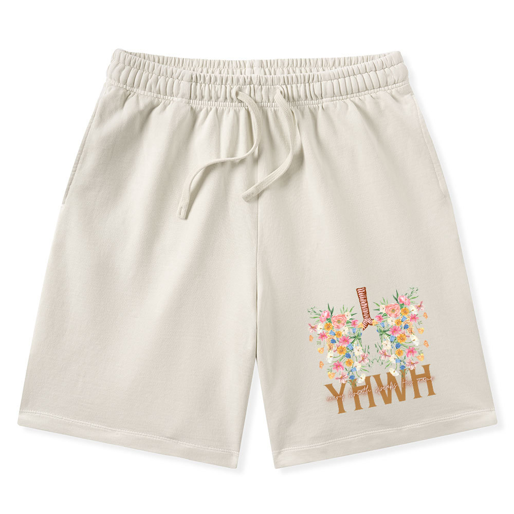 YHWH Floral Christian Washed Shorts
