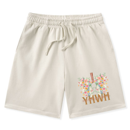 YHWH Floral Christian Washed Shorts