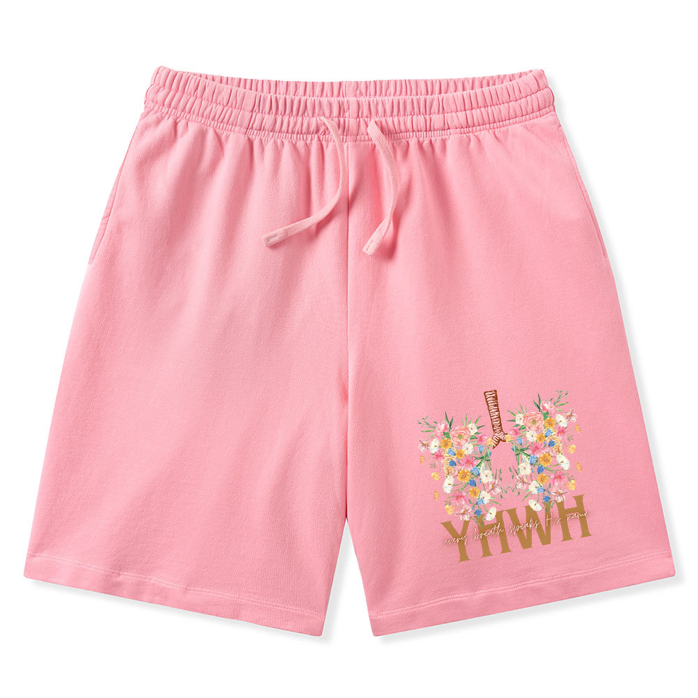 YHWH Floral Christian Washed Shorts