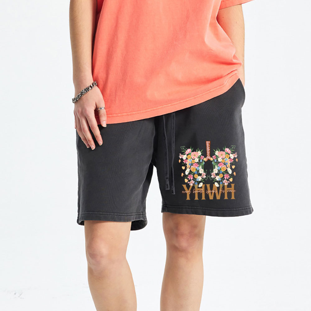 YHWH Floral Christian Washed Shorts