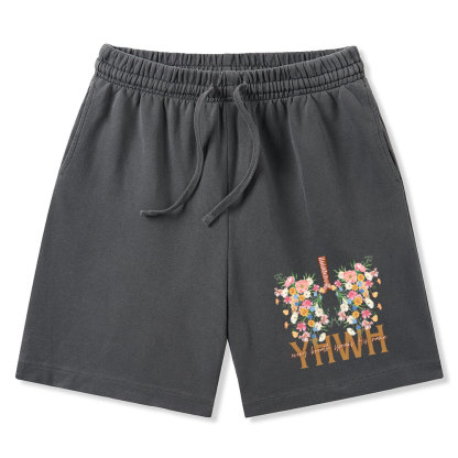 YHWH Floral Christian Washed Shorts