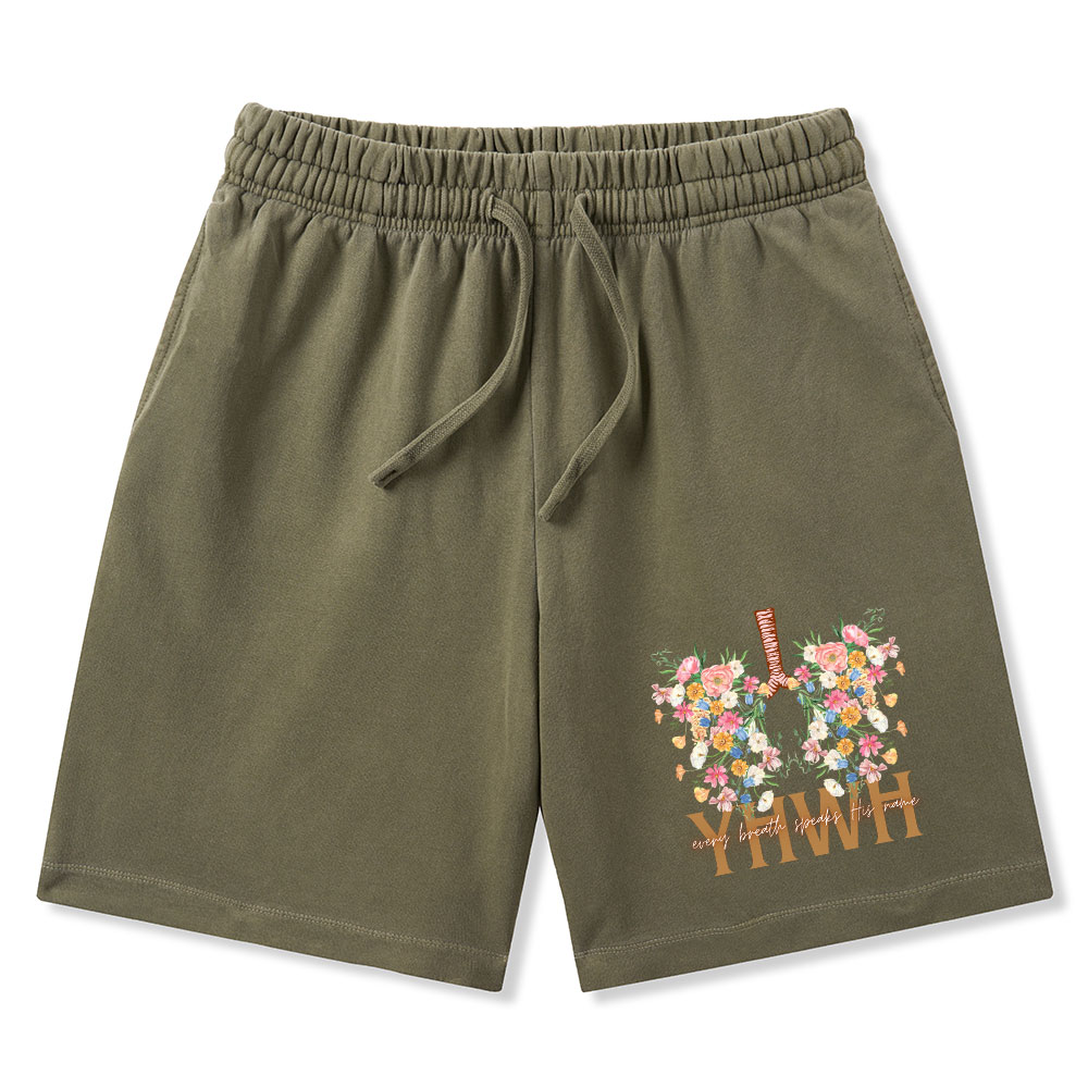 YHWH Floral Christian Washed Shorts