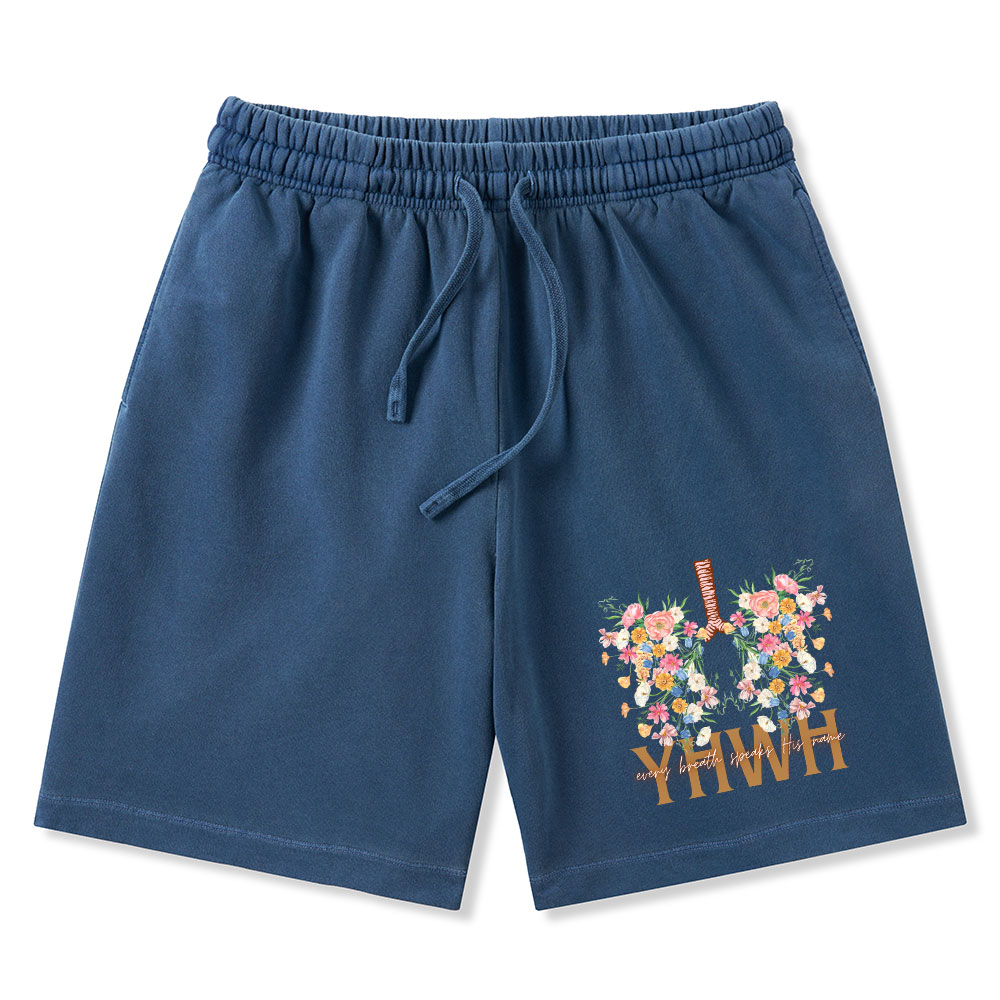 YHWH Floral Christian Washed Shorts