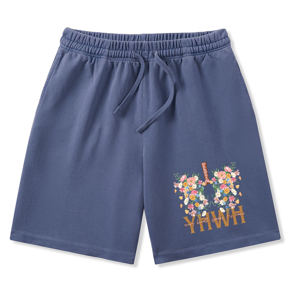 YHWH Floral Christian Washed Shorts