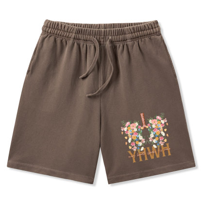 YHWH Floral Christian Washed Shorts