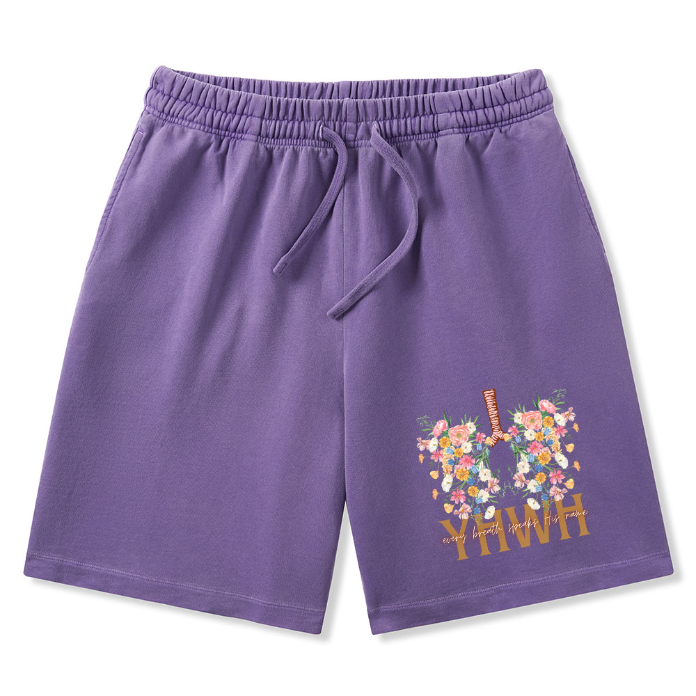 YHWH Floral Christian Washed Shorts