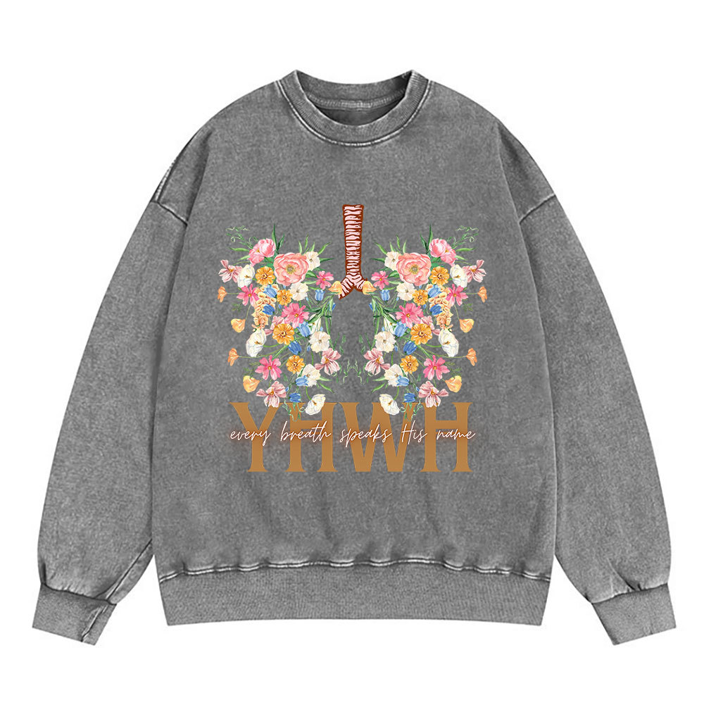 YHWH Floral Christian Washed Sweatshirt