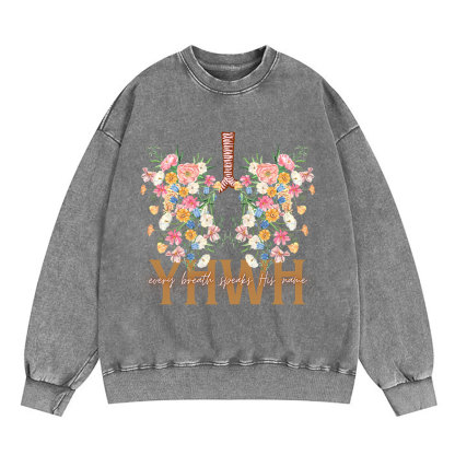 YHWH Floral Christian Washed Sweatshirt