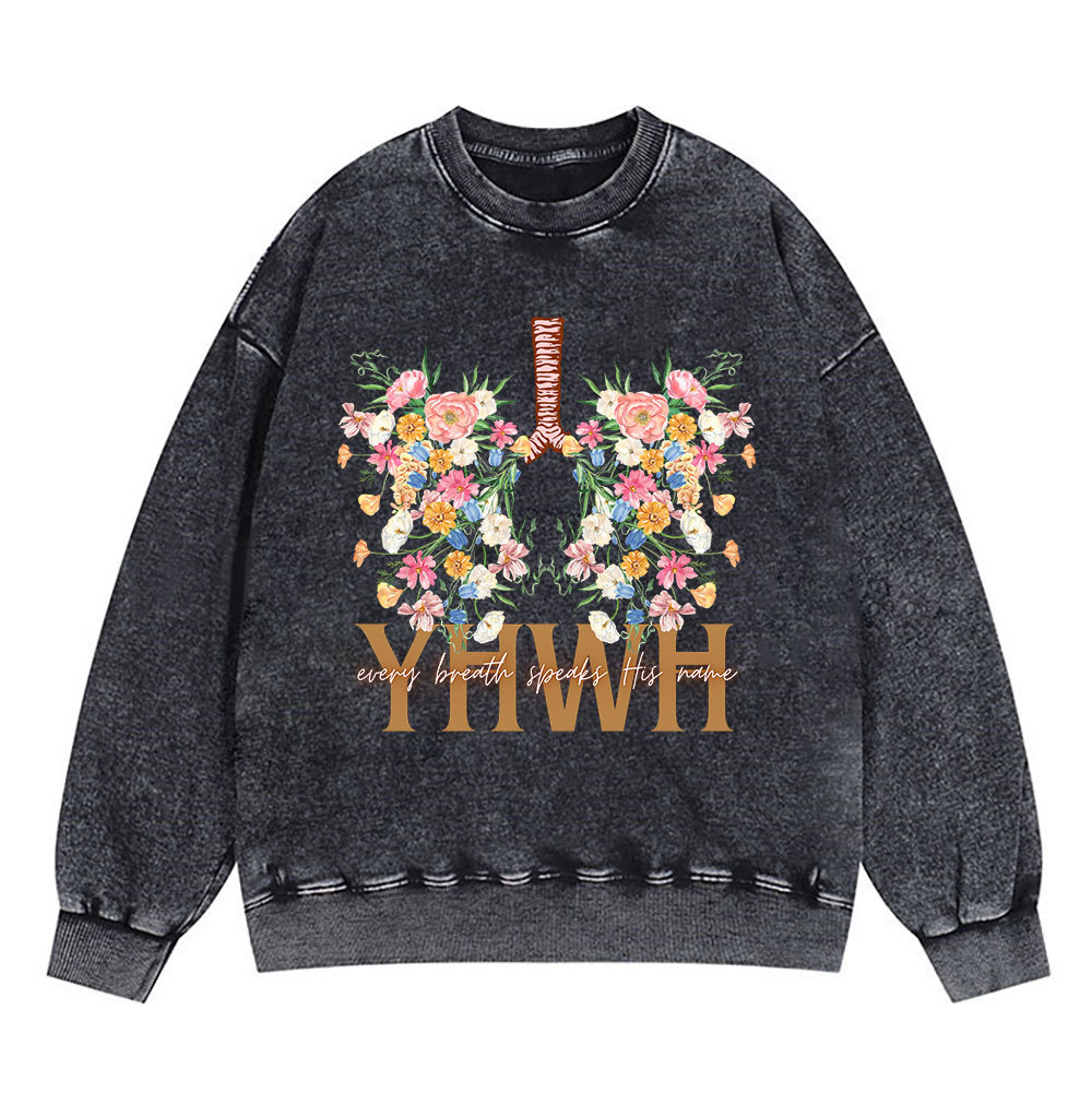 YHWH Floral Christian Washed Sweatshirt
