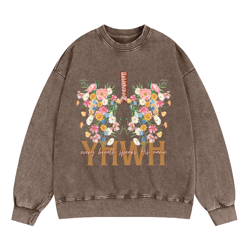 YHWH Floral Christian Washed Sweatshirt