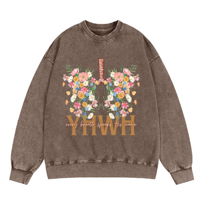 YHWH Floral Christian Washed Sweatshirt