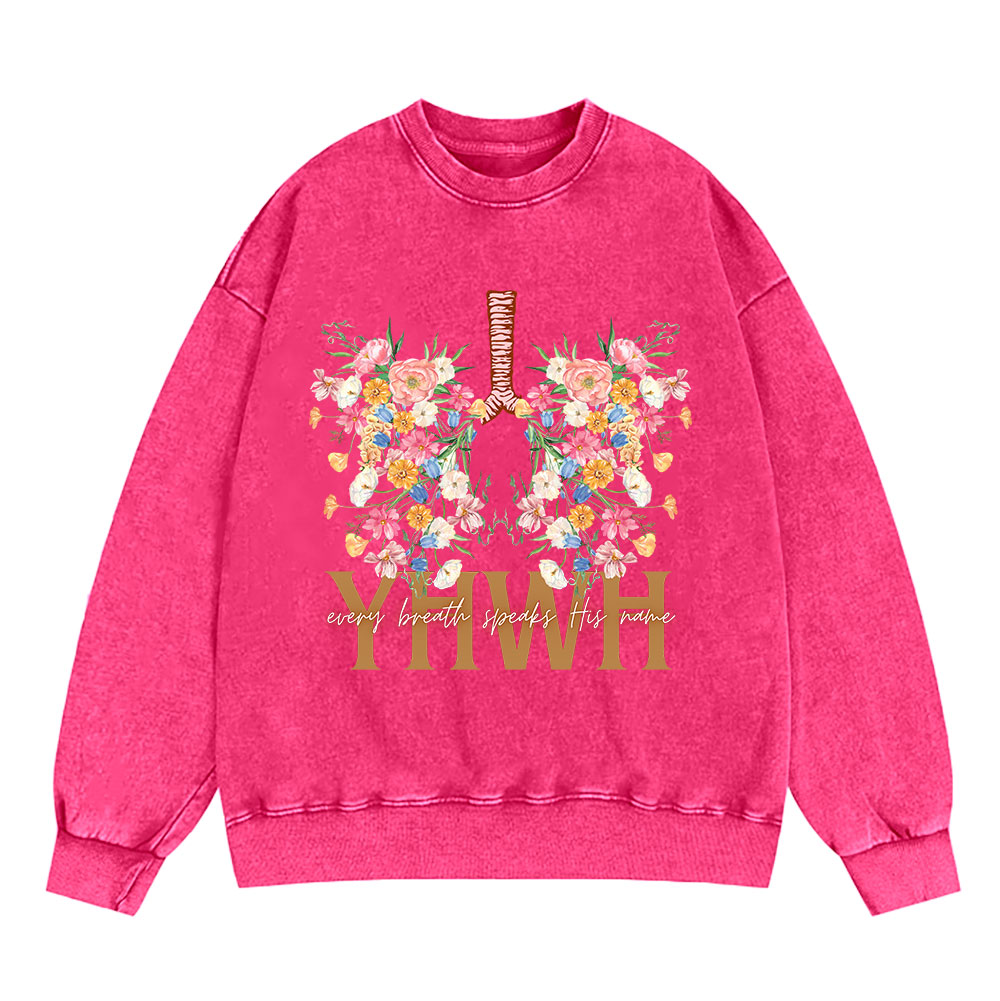 YHWH Floral Christian Washed Sweatshirt