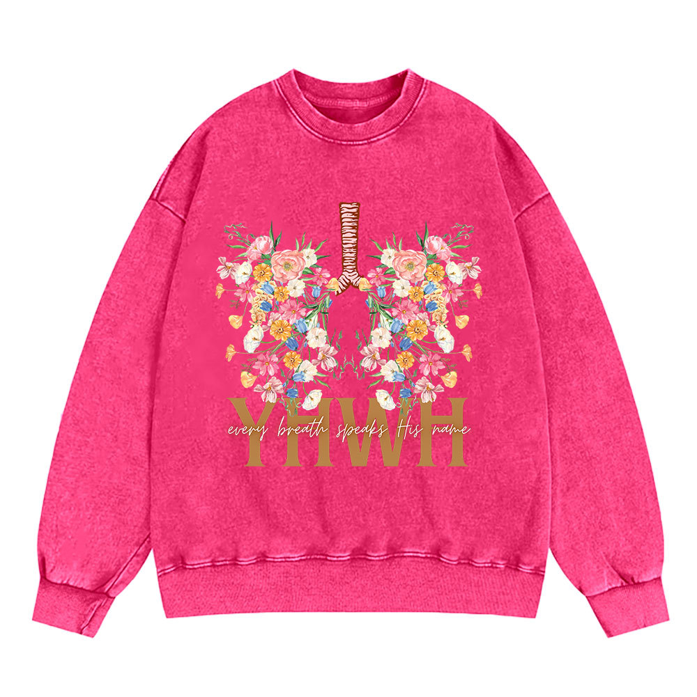 YHWH Floral Christian Washed Sweatshirt