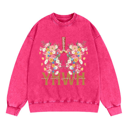 YHWH Floral Christian Washed Sweatshirt