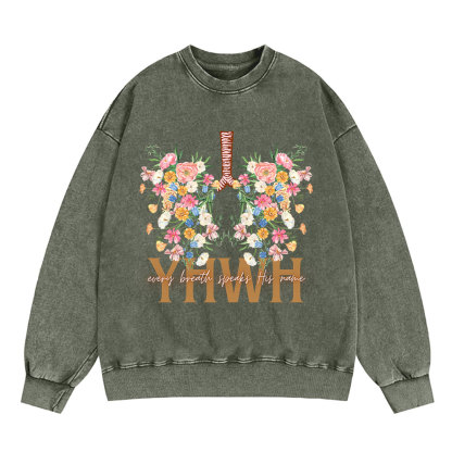 YHWH Floral Christian Washed Sweatshirt