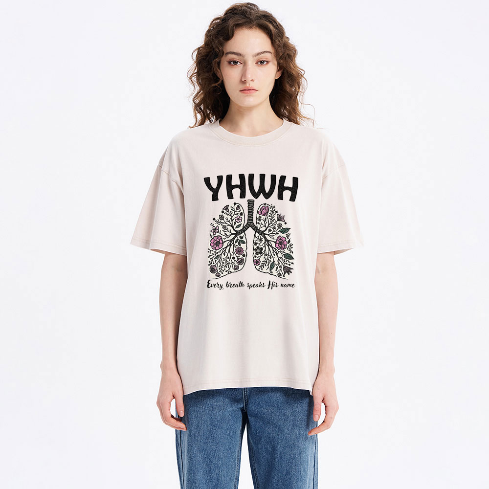 YHWH Floral Lung Christian Washed T-Shirt