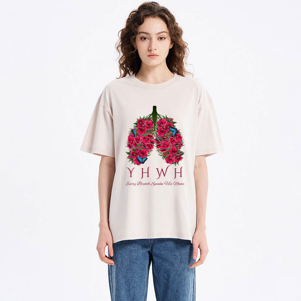 YHWH Floral Lung Christian Washed T-Shirt