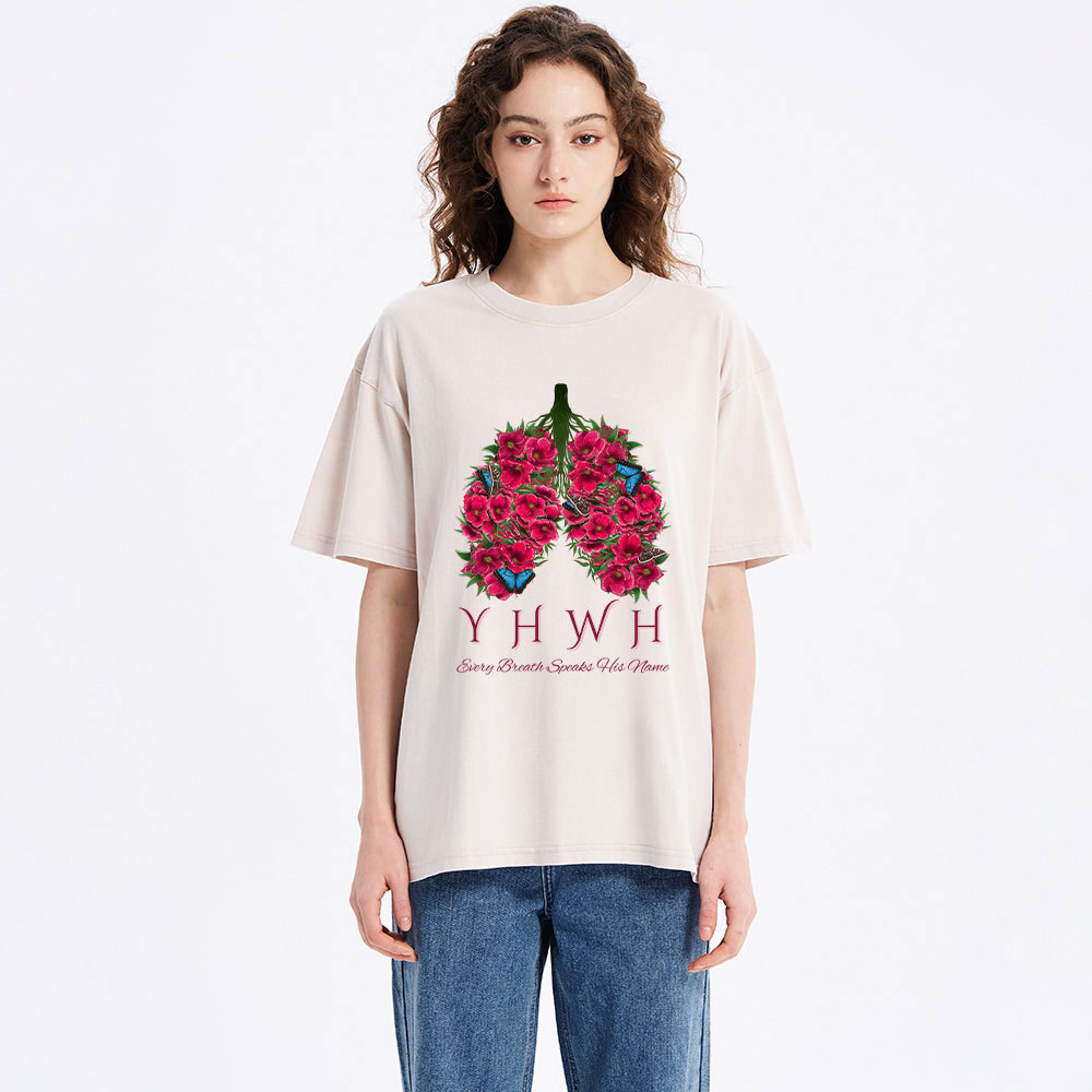 YHWH Floral Lung Christian Washed T-Shirt