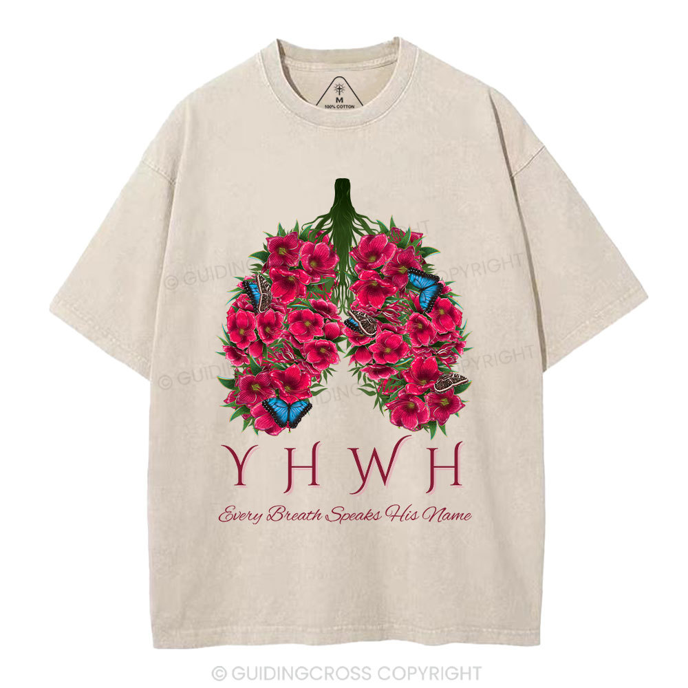 YHWH Floral Lung Christian Washed T-Shirt