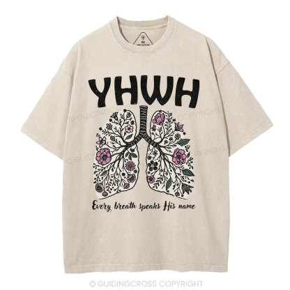 YHWH Floral Lung Christian Washed T-Shirt
