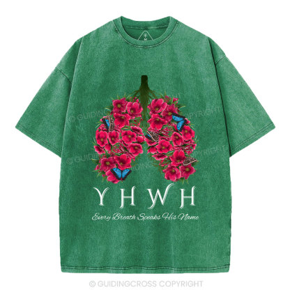 YHWH Floral Lung Christian Washed T-Shirt