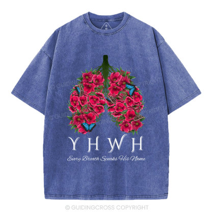 YHWH Floral Lung Christian Washed T-Shirt