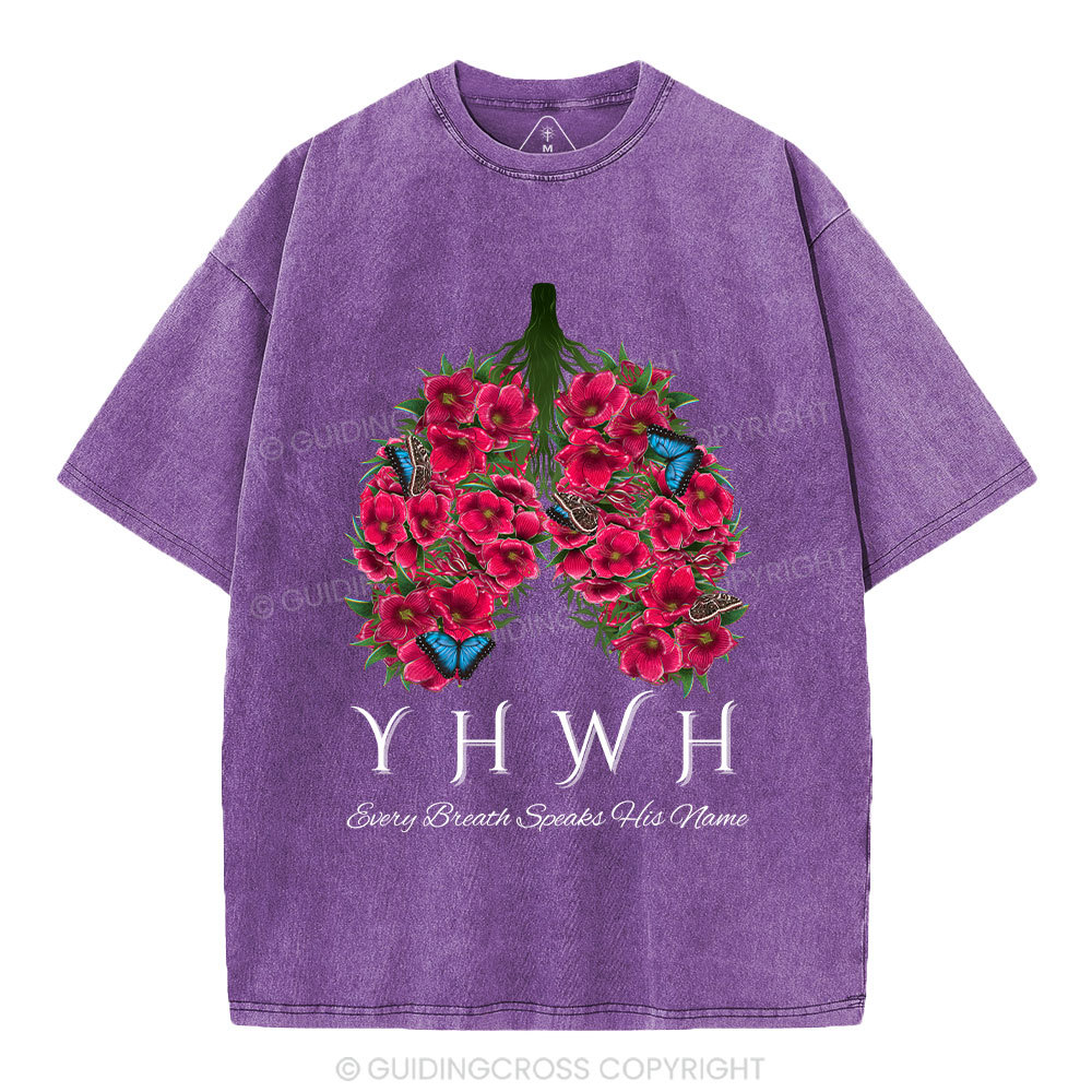 YHWH Floral Lung Christian Washed T-Shirt
