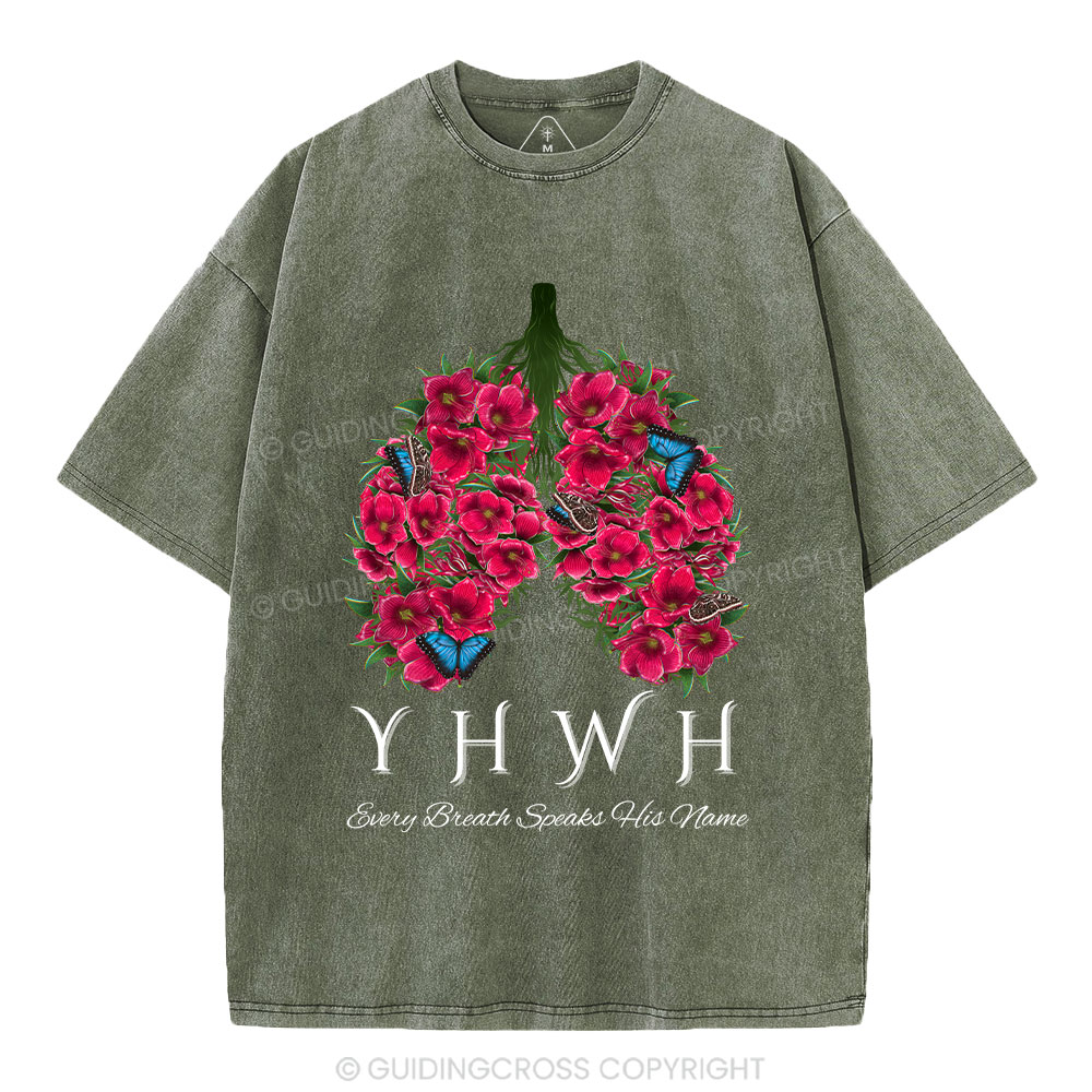 YHWH Floral Lung Christian Washed T-Shirt