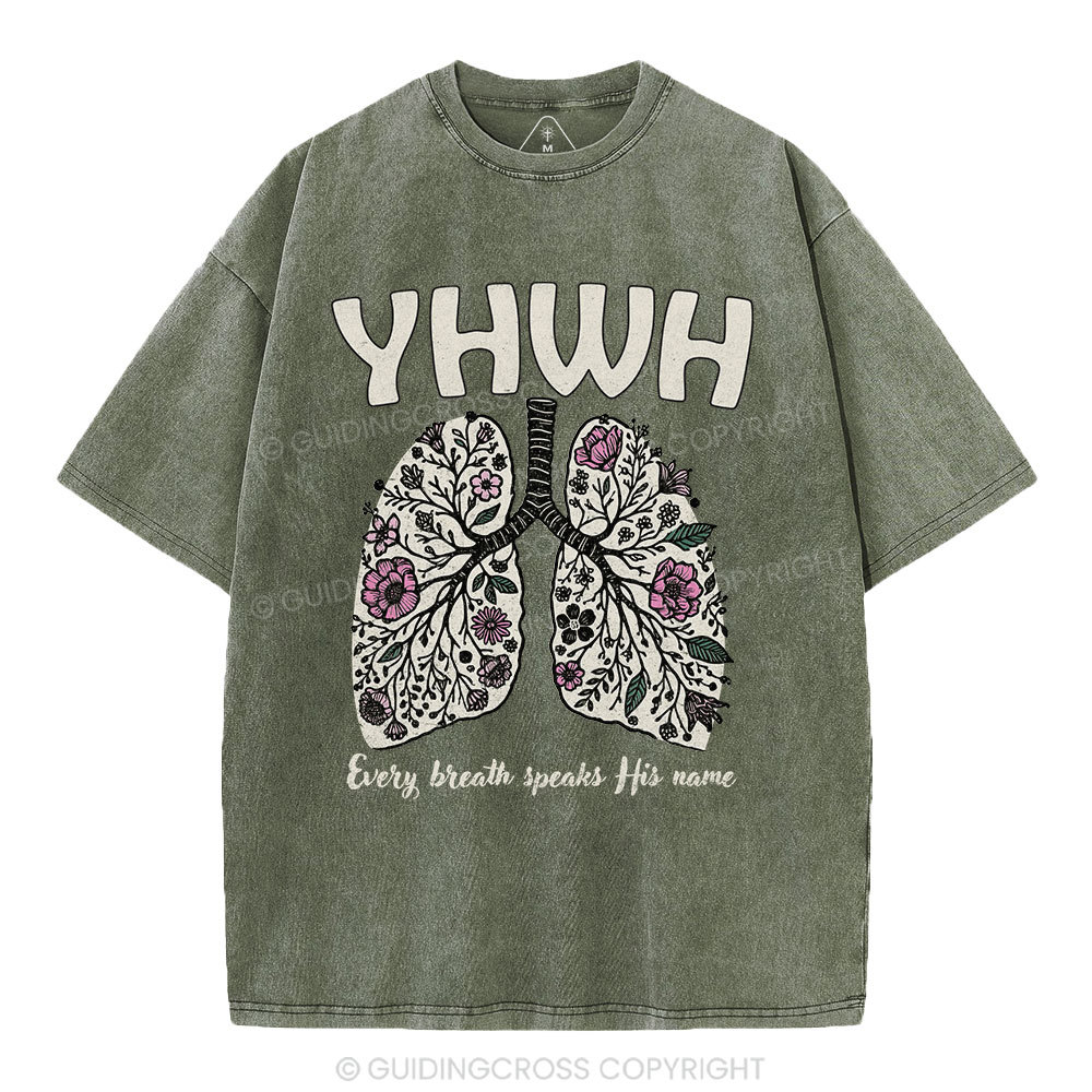 YHWH Floral Lung Christian Washed T-Shirt