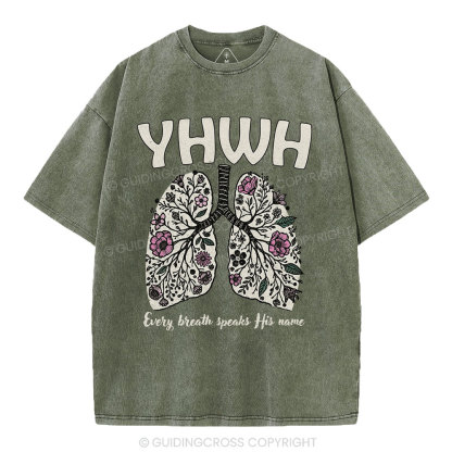 YHWH Floral Lung Christian Washed T-Shirt
