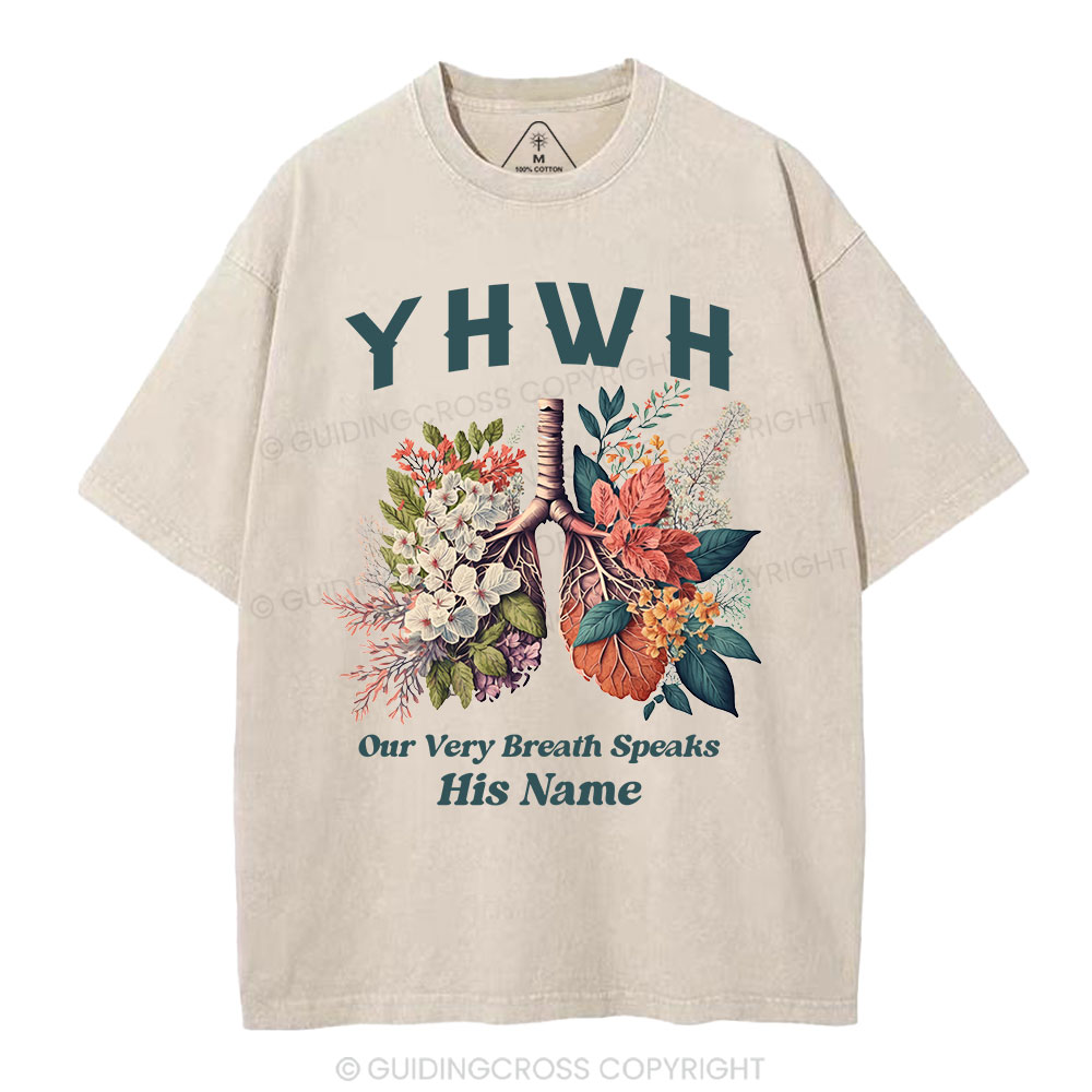YHWH Floral Nature Lung Christian Washed T-Shirt