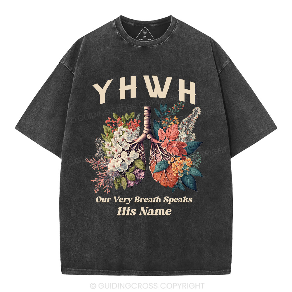 YHWH Floral Nature Lung Christian Washed T-Shirt