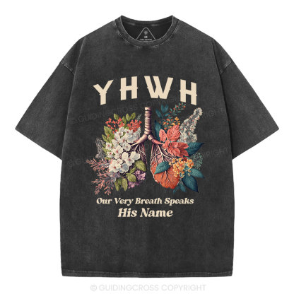 YHWH Floral Nature Lung Christian Washed T-Shirt
