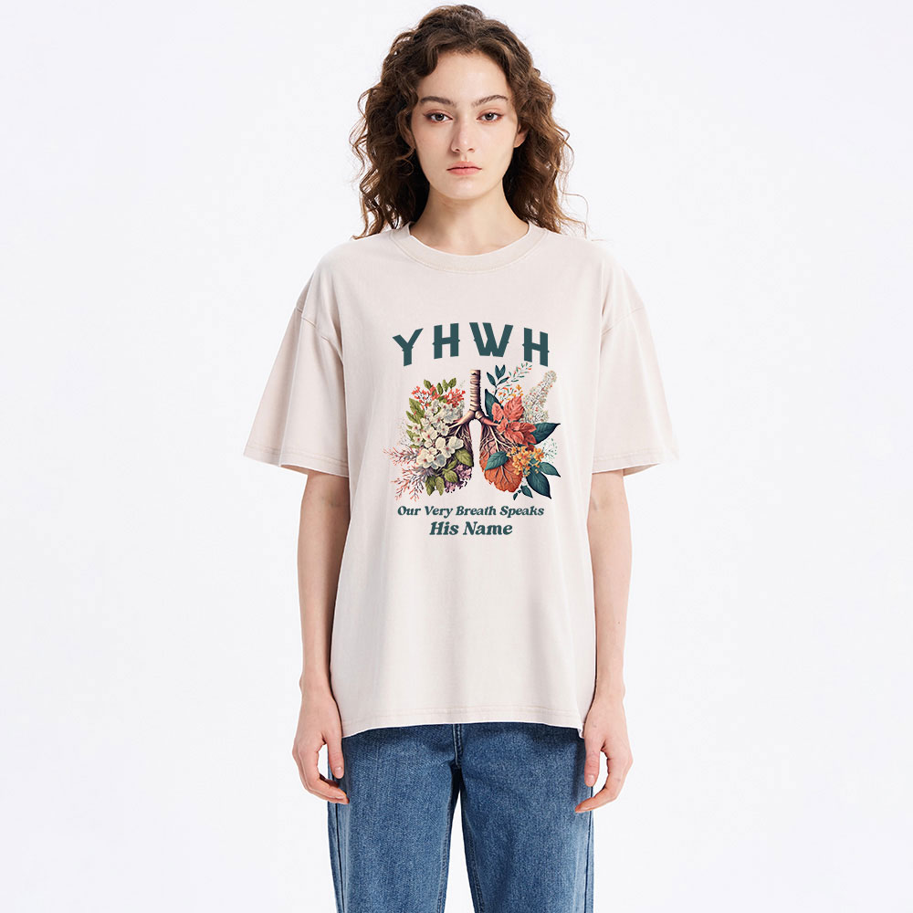 YHWH Floral Nature Lung Christian Washed T-Shirt