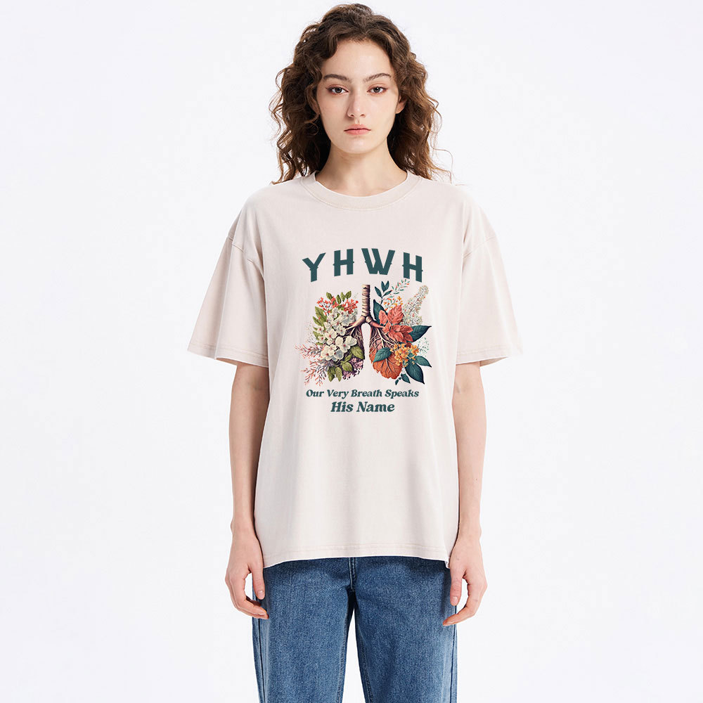 YHWH Floral Nature Lung Christian Washed T-Shirt