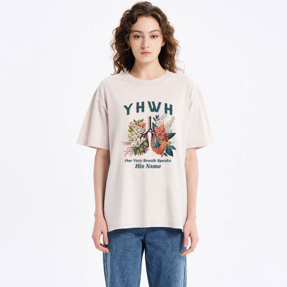 YHWH Floral Nature Lung Christian Washed T-Shirt