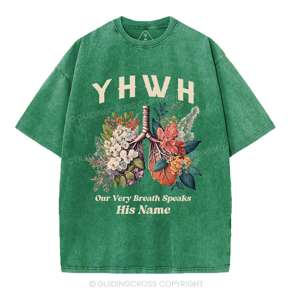 YHWH Floral Nature Lung Christian Washed T-Shirt