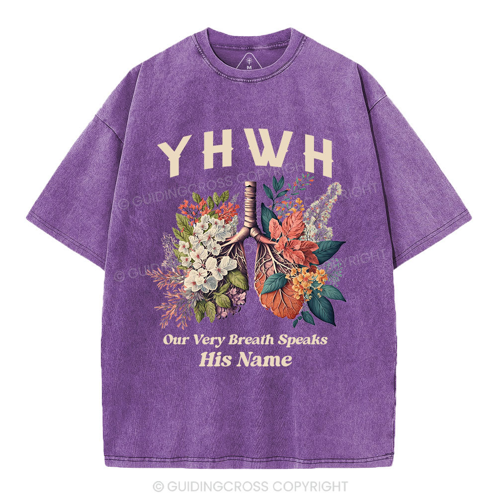 YHWH Floral Nature Lung Christian Washed T-Shirt